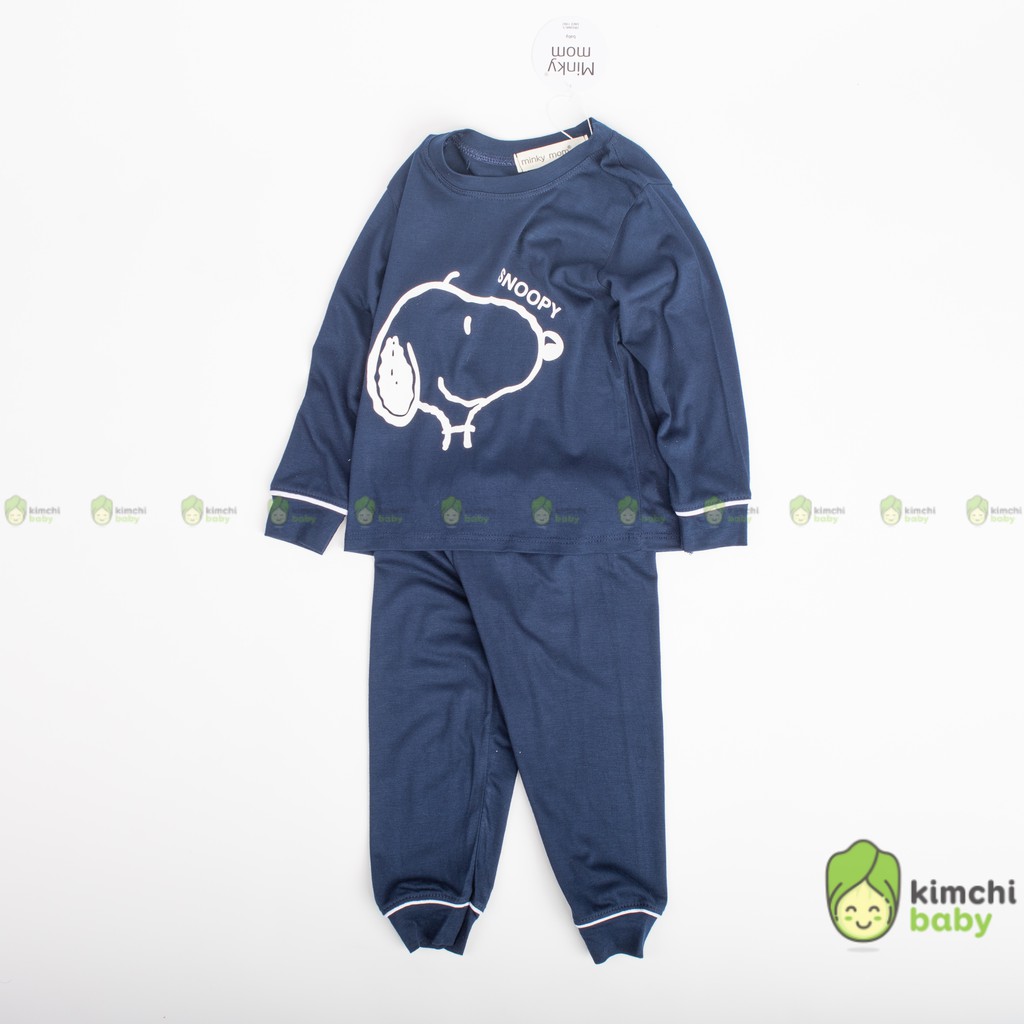 Đồ Bộ Bé Trai, Bé Gái Minky Mom Vải Thun Lạnh Hoạ Tiết Snoopy Dễ Thương, Bộ Quần Áo Trẻ Em Thu Đông MKMTD2132