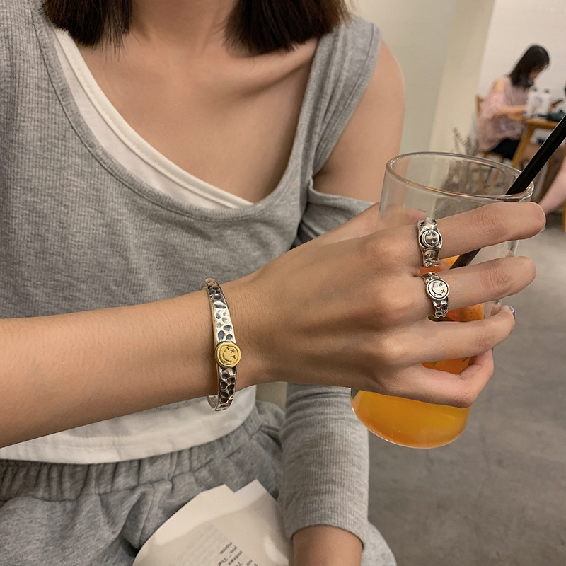 Nhẫn Hở Hình Mặt Cười Phong Cách Retro Thời Trang
