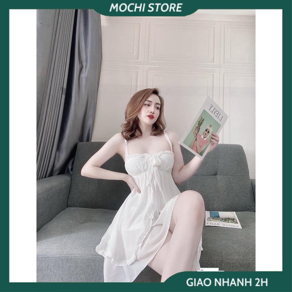 Set 3 Món Đồ Ngủ, Đầm 2 Dây Nữ, Áo Choàng Phối Ren Kèm Quần Chất Chiffon Màu Trơn Form Dáng Rộng Rãi Thời Trang Mặc Nhà | BigBuy360 - bigbuy360.vn