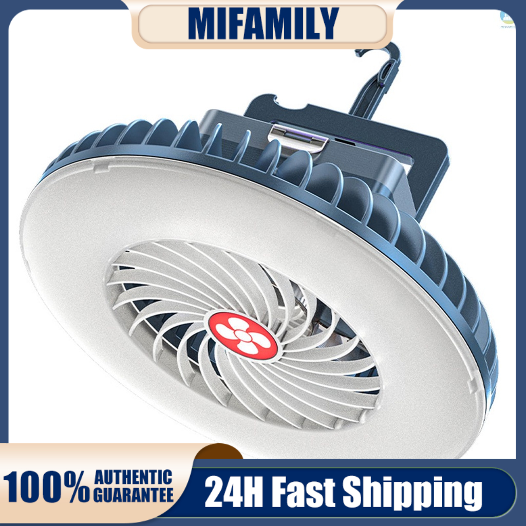 Mới Quạt Mini Để Bàn Có Đèn Led 2400mah Kèm Móc Treo Tiện Dụng Mang Theo Du Lịch Cắm Trại