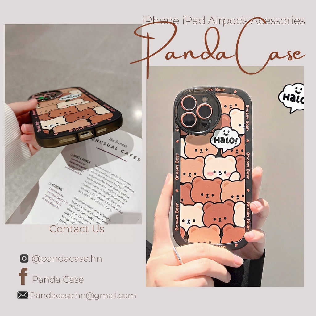 Ốp lưng cho iphone - Ốp in hình gấu cute, viền đen ko lo ố màu