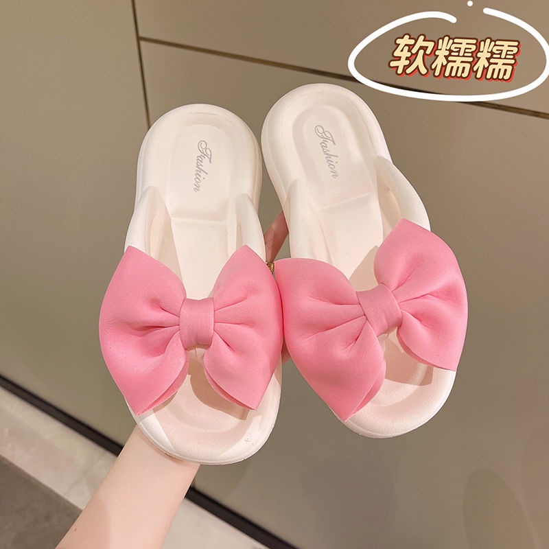 Dép Đế Bằng Đính Nơ Thời Trang Xinh Xắn Cho Nữ