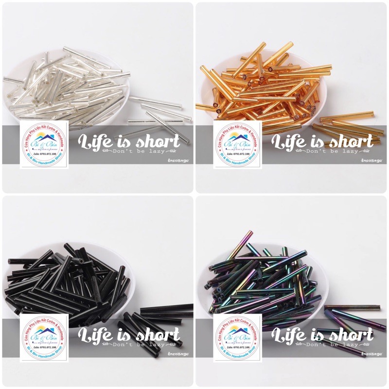 45g Cườm Khúc Dài 30mm Đính Kết Thời Trang, Làm Phụ Kiện Handmade