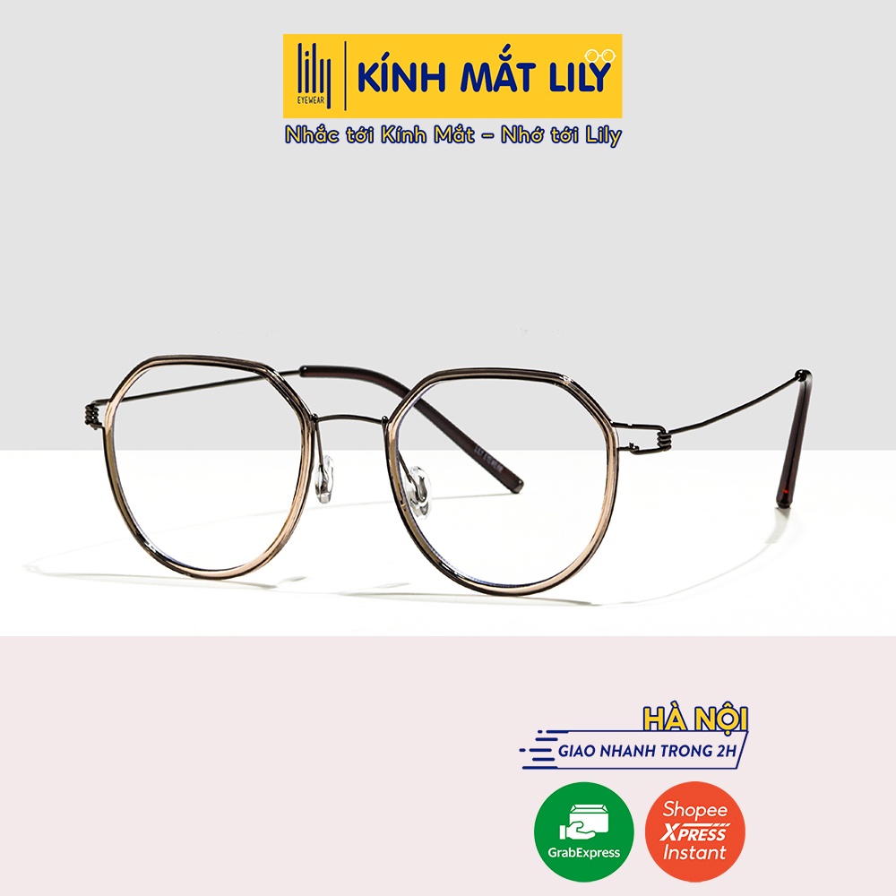 Gọng kính tròn nam nữ LILYEYEWEAR chất liệu nhựa chắc chắn kiểu dáng thời trang dễ đeo thời thượng 2254