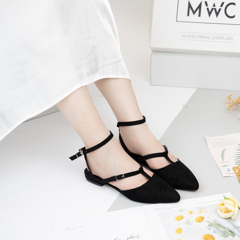 GIÀY BÚP BÊ NỮ MWC - BÚP BÊ MŨI NHỌN PHỐI DÂY - BÚP BÊ DA LỘN - NUBB- 2176