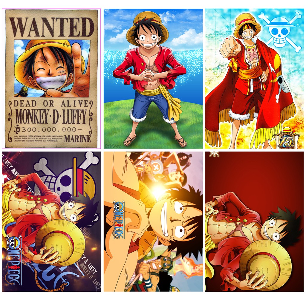 Poster / Tranh dán tường anime One Piece Nhân vật LUFFY (combo 1 set 4 tấm poster - 40k)