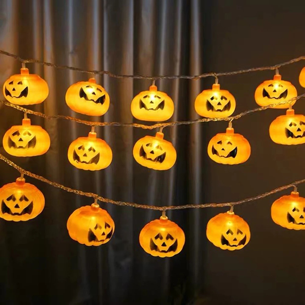 Dây Đèn Led 10 Bóng Hình Quả Bí Ngô Mặt Cười Trang Trí Tiệc Halloween