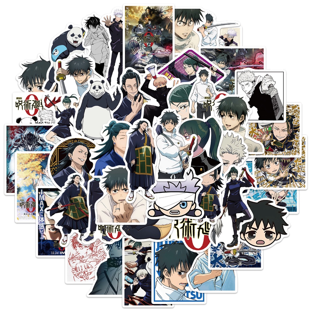 Set 10/ 25/ 50 miếng dán trang trí hình nhân vật anime Jujutsu Kaisen dành cho máy tính xách tay điện thoại