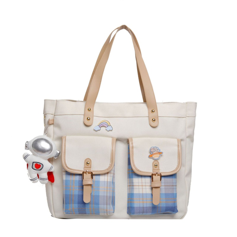 Túi Đeo Chéo Vải Canvas Cỡ Lớn In Họa Tiết Hoạt Hình Dễ Thương