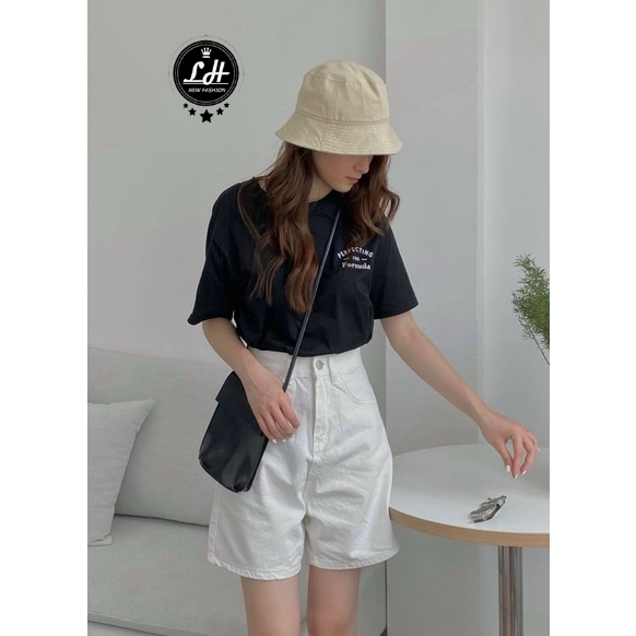 Quần short trắng nữ ống rộng jean kaki chất đẹp Lê Huy Fashion MS 267