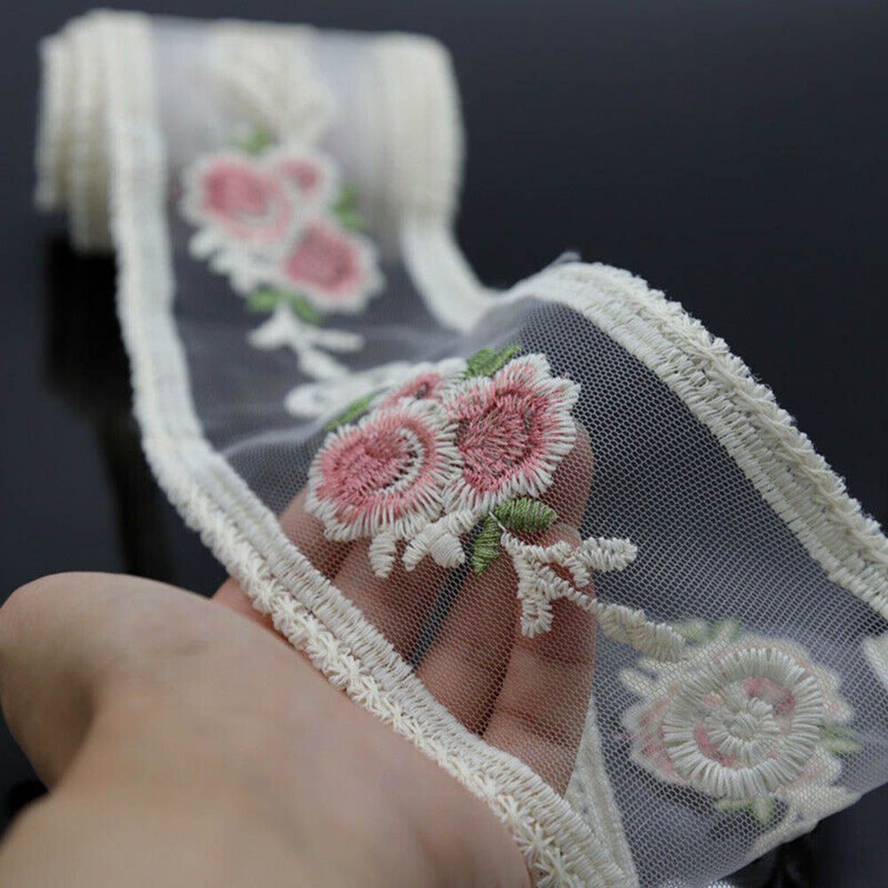 Dải Ren Màu Ngà Thêu Hoa Trang Trí Váy Cưới