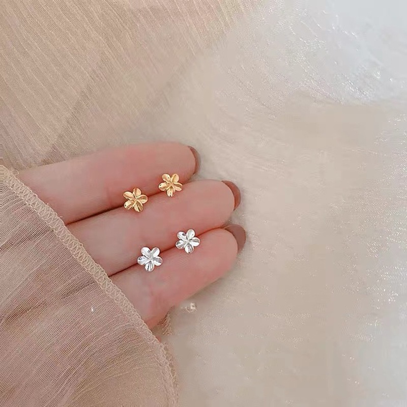 1 Đôi bông tai mạ bạc S925 hình hoa hồng đơn giản không gây dị ứng cho nữ