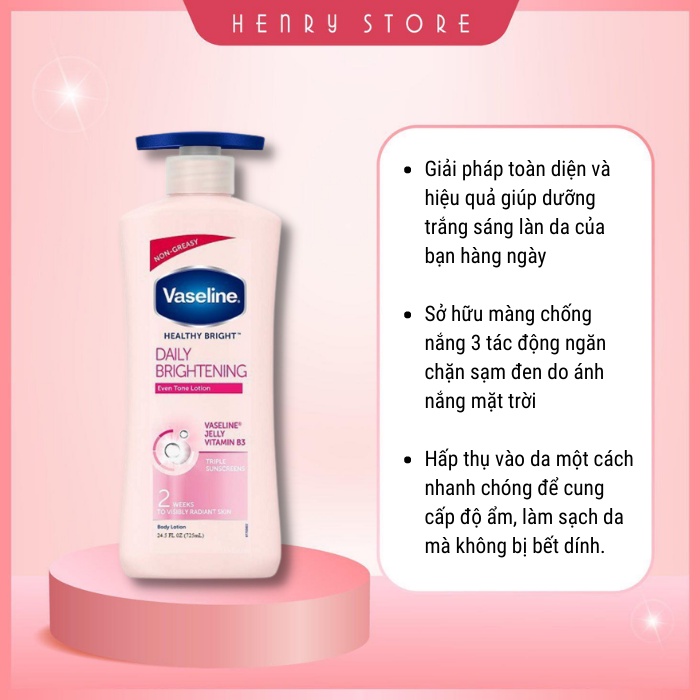 Sữa dưỡng thể bản Mỹ USA Vaseline Healthy White UV Lightening 725ml