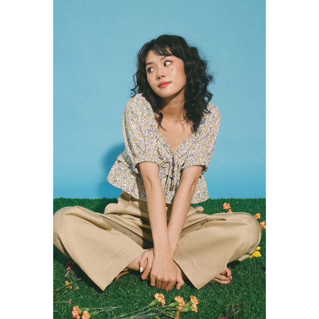 Quần dài ống suông xếp ly thời trang GAGO side pocket straight pants màu kem GO3347 | BigBuy360 - bigbuy360.vn