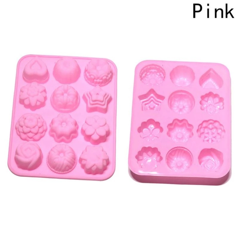 Khuôn Silicone Làm Bánh Kẹo 12 Ngăn Hình Hoa