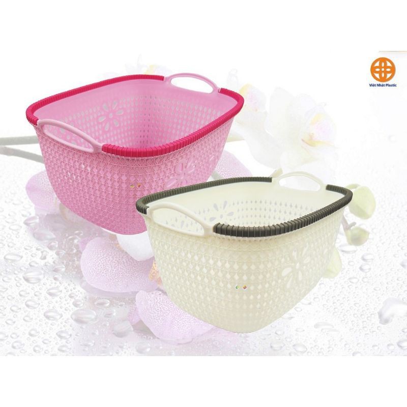 Rổ đựng đồ giả mây đan có quai cầm phong cách Hàn Quốc GDTA