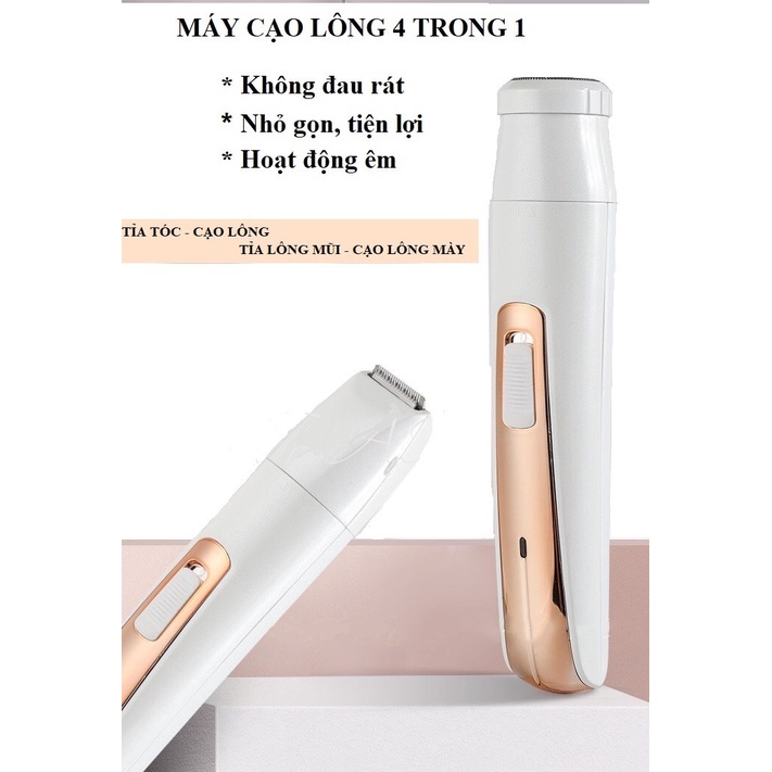 GiGiBomstore Máy triệt lông đa chức năng - 4 trong 1, có thể tỉa lông mũi, lông chân, dễ dàng mang theo