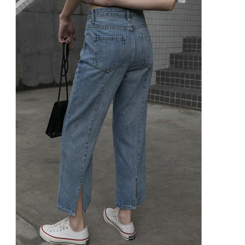 Quần Jeans Lưng Cao Ống Đứng Thời Trang Xuân Thu 2020 Xinh Xắn Dành Cho Nữ