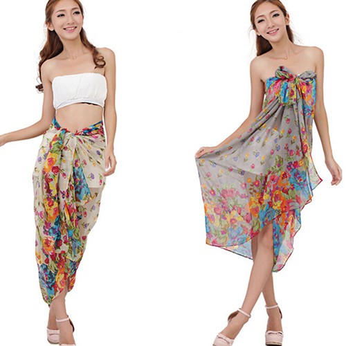 Khăn Choàng Cổ Vải Voan In Hoa Thời Trang Dành Cho Nữ