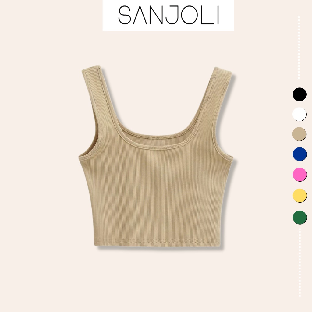Áo croptop nữ kiểu 2 dây bản to Sanjoli ôm body ba lỗ cổ vuông sexy năng động AO048