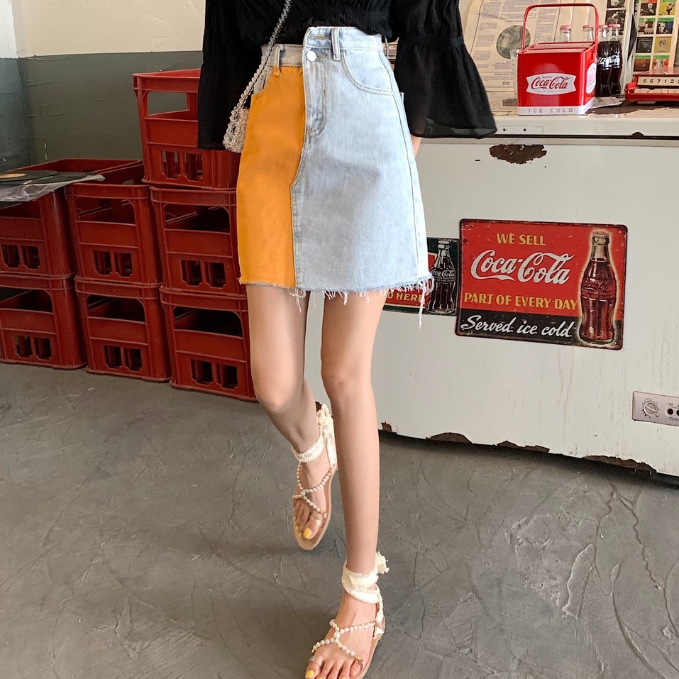 Chân váy jean chữ a mini Emilyshop