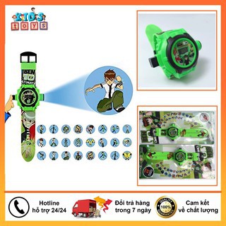 Đồng hồ ben 10, chiếu sáng 24 nhân vật, chất liệu nhựa ABS an toàn cho bé