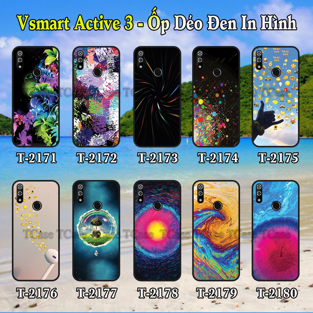 Ốp lưng Vsmart Active 3 dẻo đen in hình Đa Sắc Màu