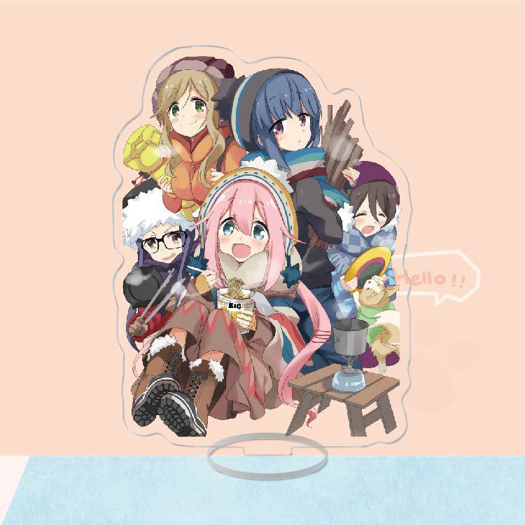 Standee Yuru Camp Dã ngoại thảnh thơi tượng acrylic anime mica chibi trưng bày