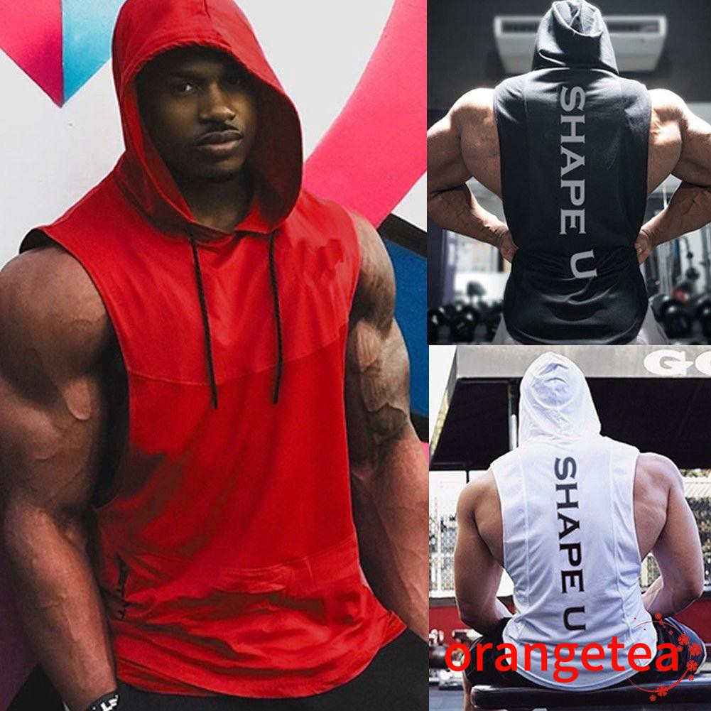 Áo hoodie sát nách dành cho nam mặc tập gym ་