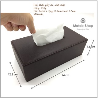 [XẢ KHO] Hộp đựng khăn giấy da hình chữ nhật, màu nâu nhà hàng, khách sạn, văn phòng, xe hơi ô tô