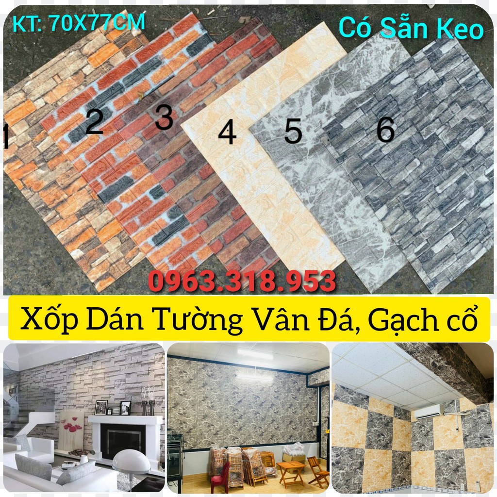 Xốp Dán Tường Giả Vân Đá Hoa Cương Cao Cấp ?Rẻ Vô Địch? Cam Kết Loại 1 Khổ Lớn 77 X 70Cm