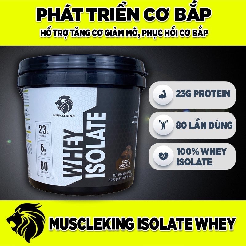 [Bạn mới nhập COSHBM -50% đơn 0Đ] Whey Protein Isolate Muscle King Tăng Cơ + Bình Lắc