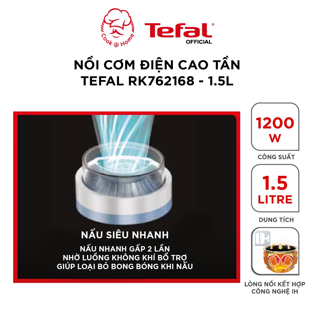 Nồi cơm điện tử cao tần Tefal RK762168 – 1.5L, 1200W