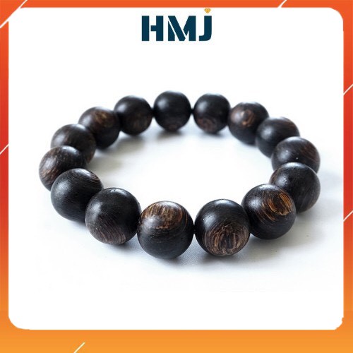 Vòng gỗ trầm hương  MỘC JEWELRY size 12mm phong thủy cho nam nữ hương thơm trọn đời