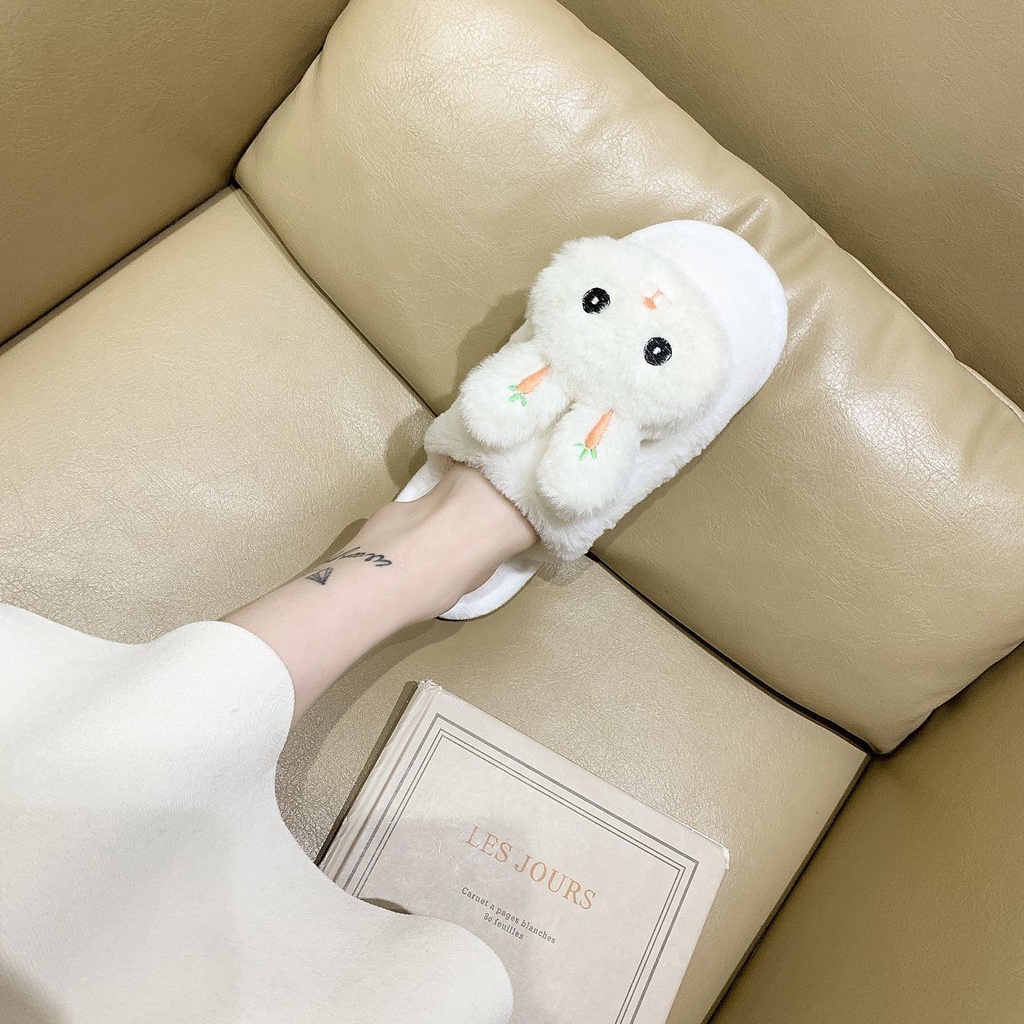 Dép bông đi trong nhà giữ ấm chống trượt hình thỏ hoạt hình dễ thương