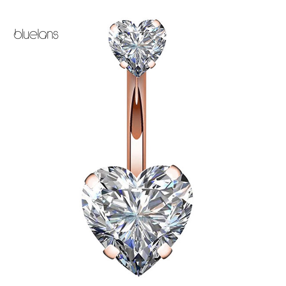 Khuyên Rốn Đính Đá Zircon Hình Trái Tim Đôi Phong Cách Hàn Quốc Mới Cho Nữ