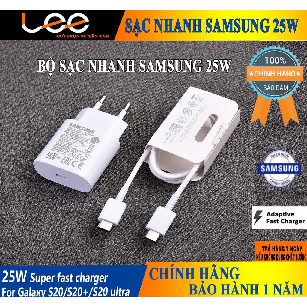 [Quick Charge 3.0] Bộ sạc nhanh Samsung 25W (chính hãng) Note 10 Note 20 A71, A70, A80, A90, S20, S20+, S20 Ultra