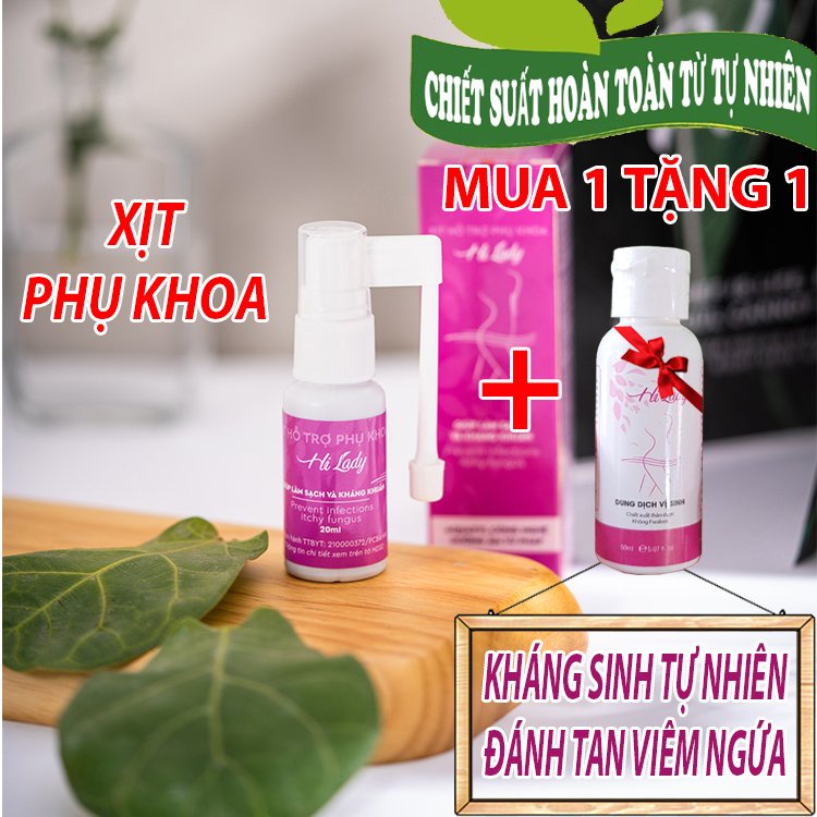 [MUA 1 TẶNG 6] Xịt phụ khoa HI LADY - TẶNG 1 DDVS HI LADY  lọ 50ml  và 5 Gói bột tắm trẻ em HI BABY - Xịt lọ 20ml