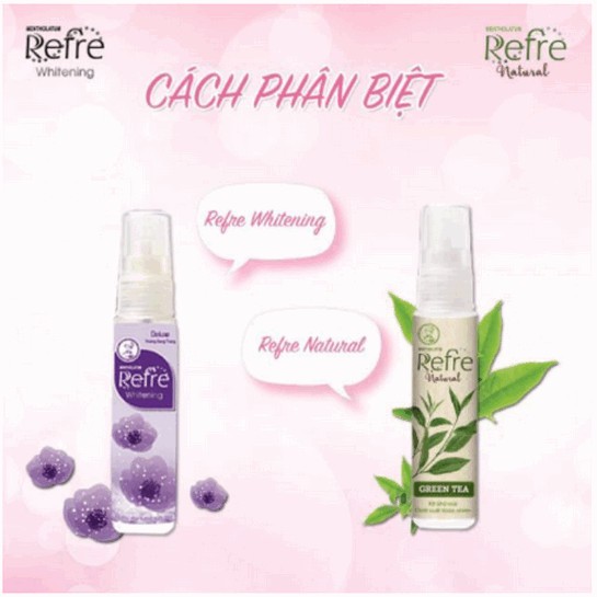 Xịt khử mùi, hương trà xanh, Xịt khử mùi Refre Whitening/Natural 6ml