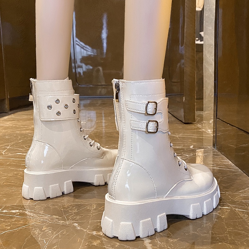 Giày Bốt martin Mũi Tròn Đế Dày Phong Cách Đường Phố Cá Tính Cho Nữ