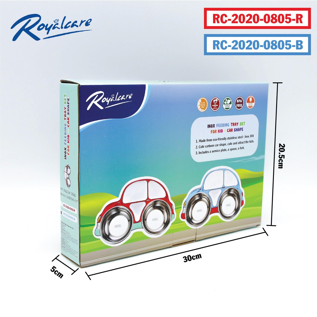 Set khay ăn Royalcare hình ô tô cho trẻ em ăn dặm