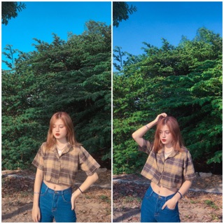 Áo croptop sơmi caro