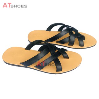 Dép Sandal Nam Dép Quai Chéo Da Bò Thật Không Thấm Nước Phù Hợp Mọi Lứa Tuổi KAcheosg11 (Đen - Nâu)