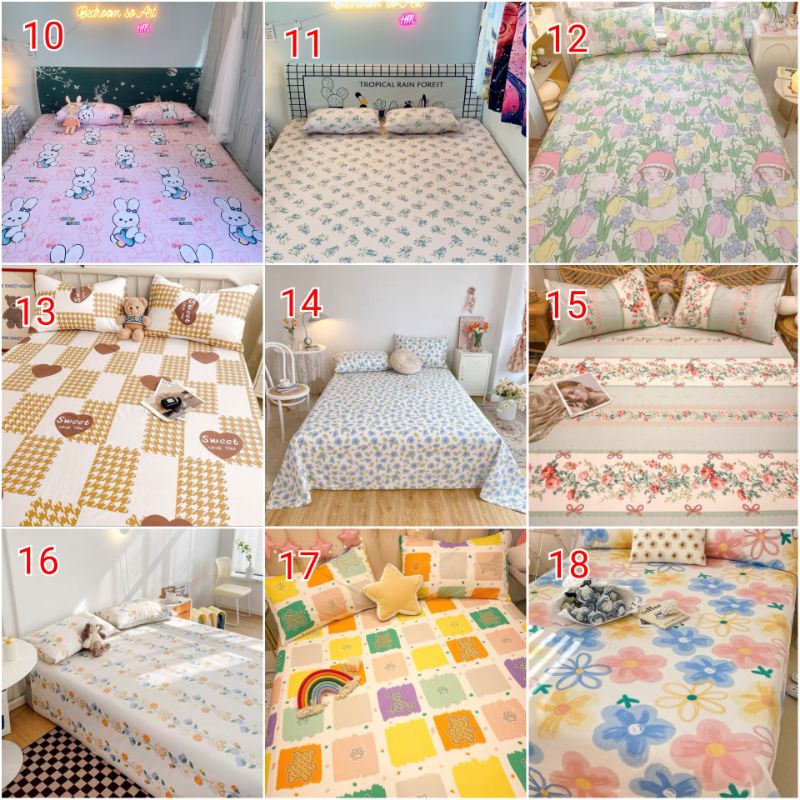 Bộ ga giường cotton living kèm 2 vỏ gối nhiều màu, đủ size nệm Dreamhomebedding | BigBuy360 - bigbuy360.vn