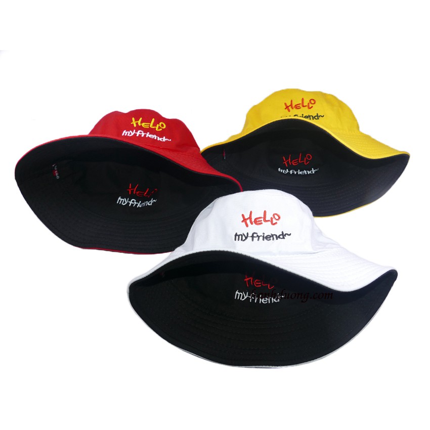 [ Hình thật ] Nón bucket 2 mặt Hello My Friend mũ tai bèo nữ vành nhỏ được may với chất liệu cotton cao cấp, thoáng mát