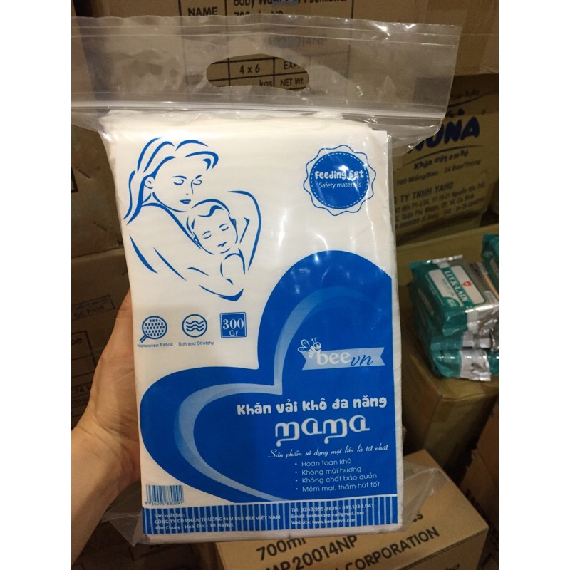  Khăn Vải Khô Đa Năng MAMA Gói 300g ( CHÍNH HÃNG CÔNG TY BEE BEE VIỆT NAM)