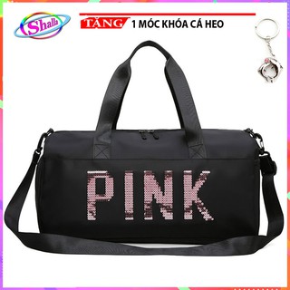 Túi trống xách tay đu lịch cao cấp Pink thời trang hàn quốc có ngăn đựng giày Tặng móc khóa cá heo Shalla