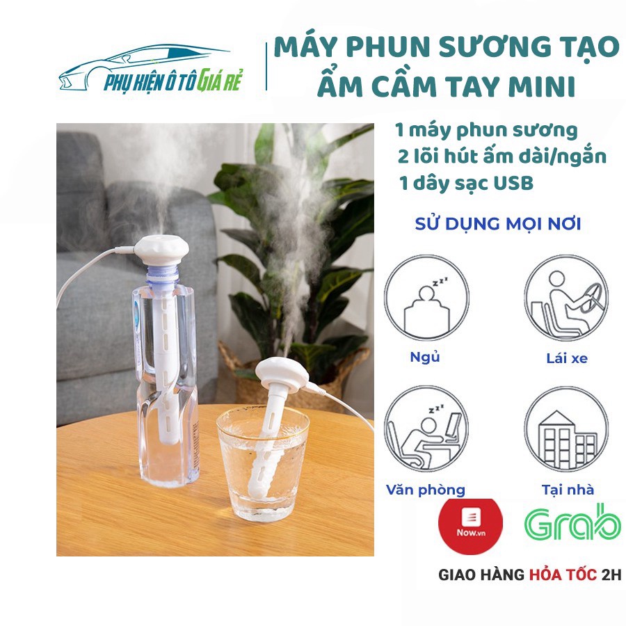 Máy phun sương mini tạo ẩm, Máy xông tinh dầu trong xe ô tô, phòng ngủ, văn phòng công nghệ nano