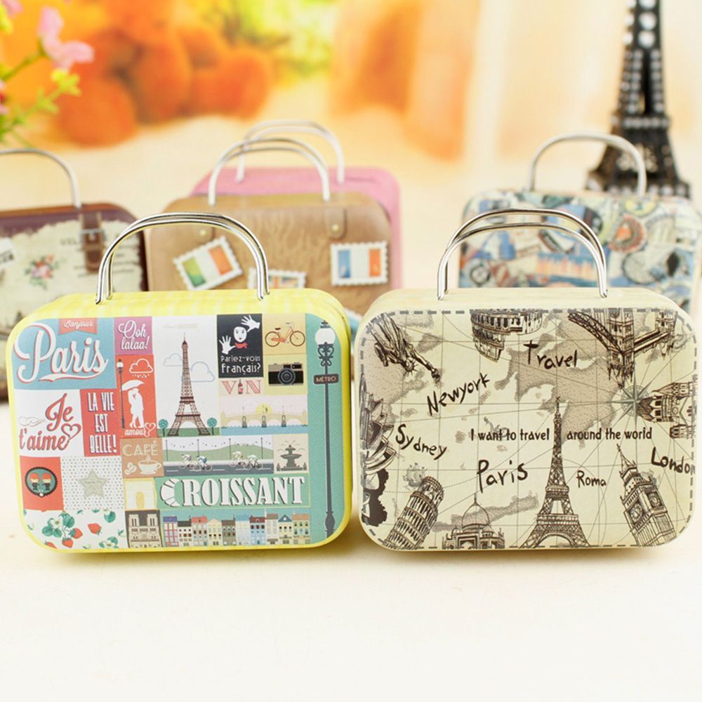 Hộp thiếc đựng kẹo 6 kiểu dáng phong cách cổ điển thời trang sắp xếp gọn gàng cho nhà ở/ sự kiện