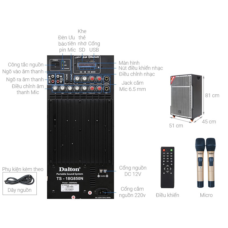 Loa kéo Dalton TS-18G850N - Hàng Chính Hãng